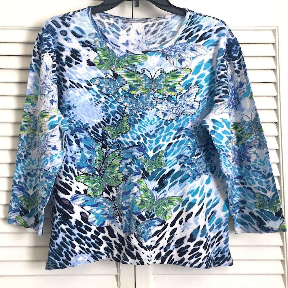 🦋Tropical Butterfly Beaded Top (M)🦋